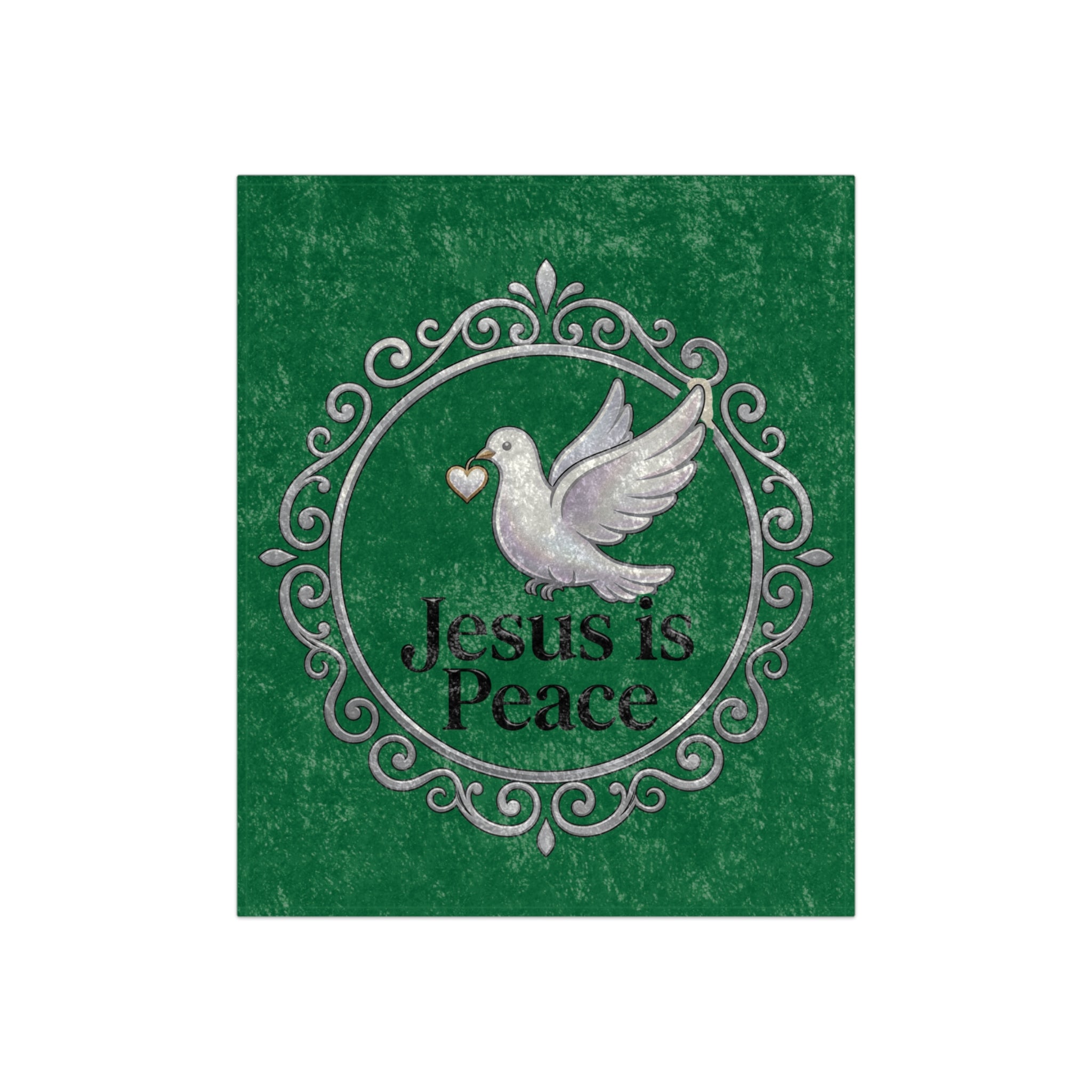 Crushed Velvet Blanket — 'Jesus Is Peace' Dove Throw (Christmas & Inspirational Gift)
