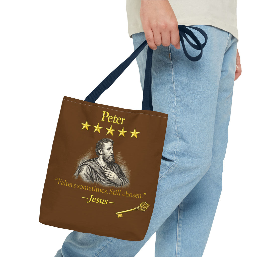 Peter – Tote Bag | “Falters Sometimes. Still Chosen.” Faith Graphic – Five-Star Faith Series