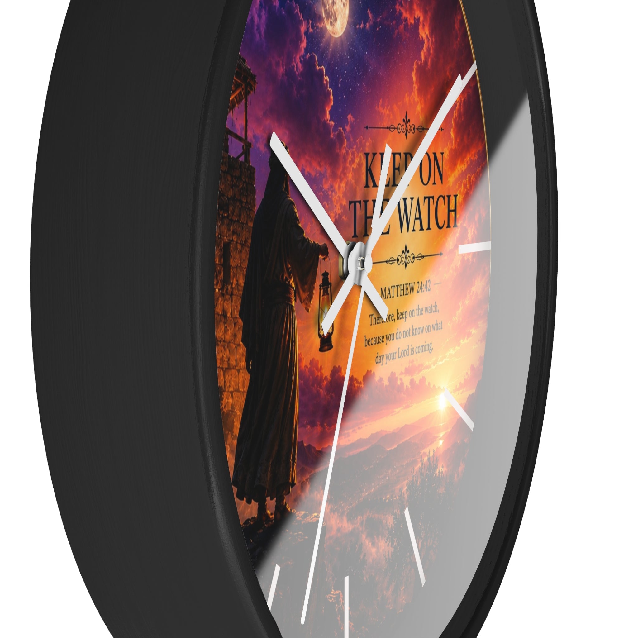 Keep On The Watch Wall Clock | Matthew 24:42 Christian Scripture Clock | Inspirational Faith Decor