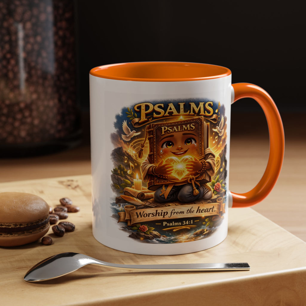 Psalms 34:1 Coffee Mug | Worship From the Heart Mug | Inspirational Christian Accent Mug