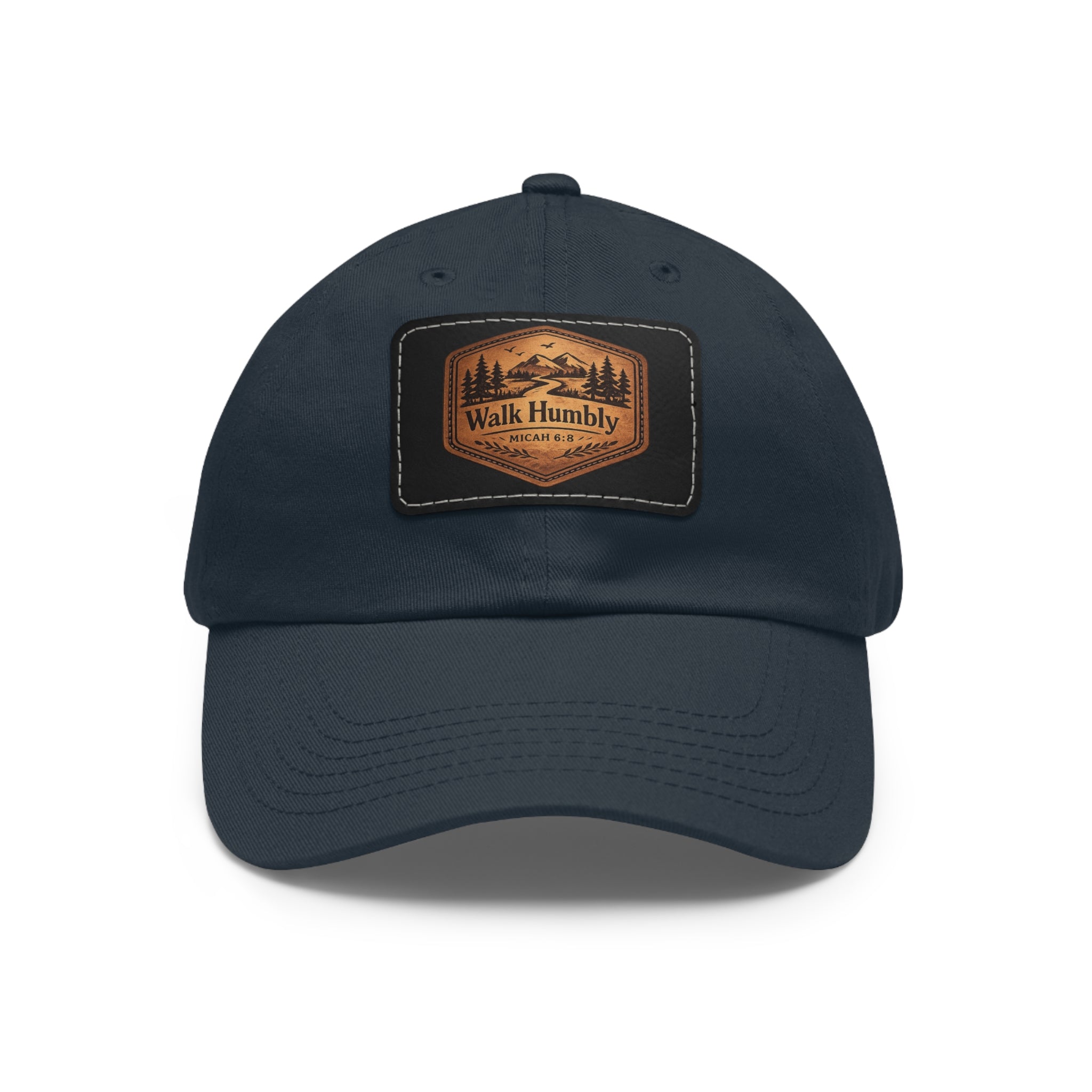 Walk Humbly Leather Patch Dad Hat | Micah 6:8 Christian Outdoor Cap | Faith Freedom Creations