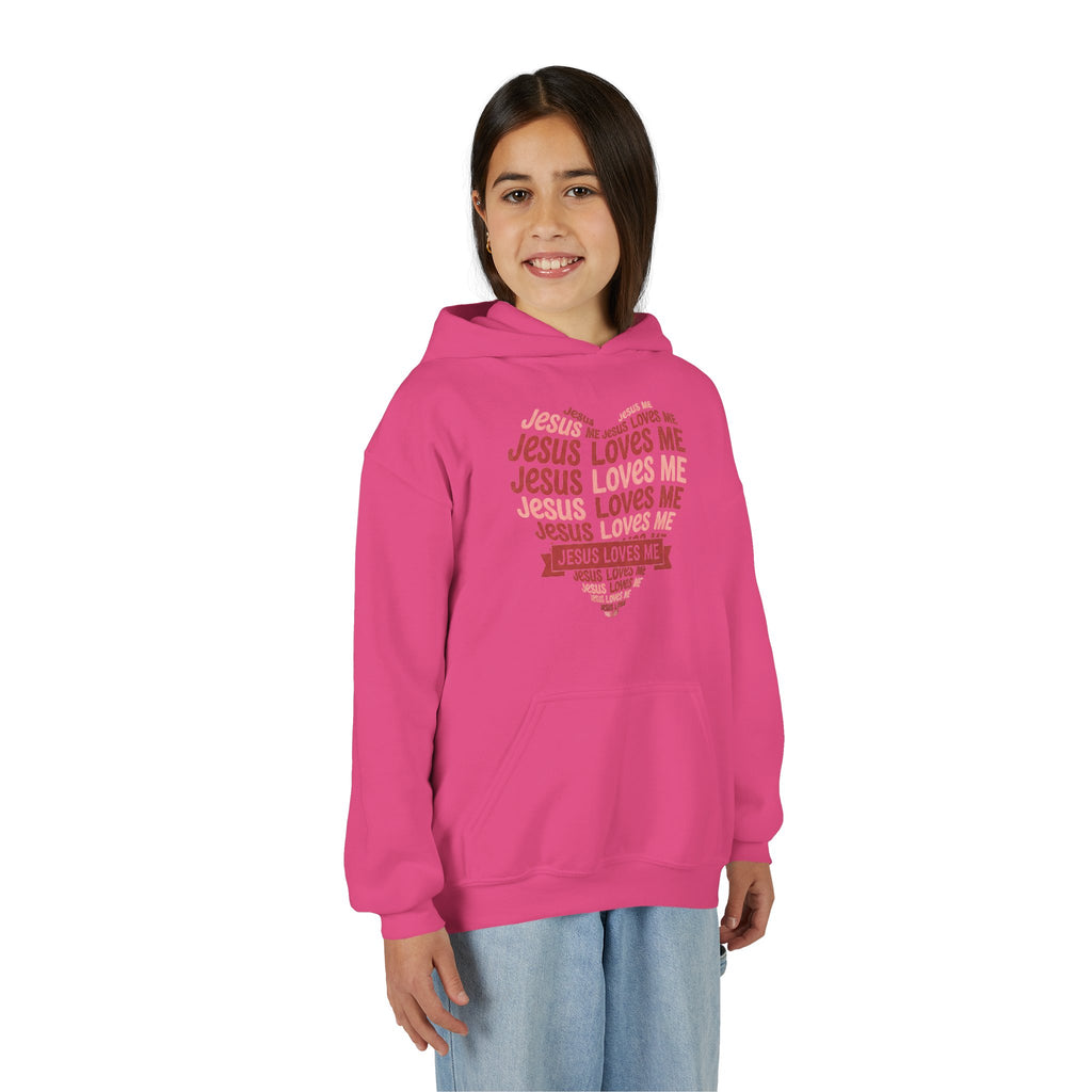 Jesus Loves Me Youth Hoodie – Heart Word Cloud Christian Kids Sweatshirt | Faith Inspired Kids Apparel
