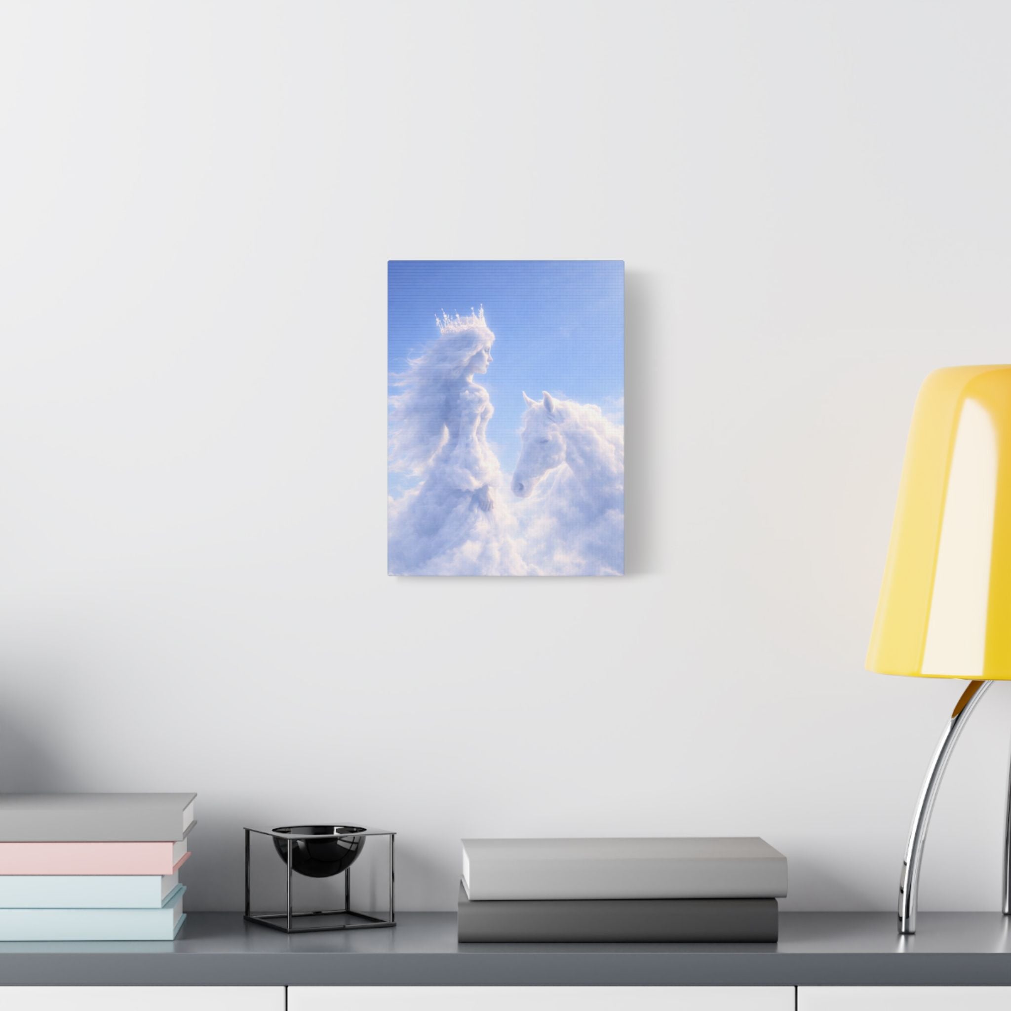 Cloud Princess & Horse Canvas — Dreamy Fairy Tale Nursery Wall Art