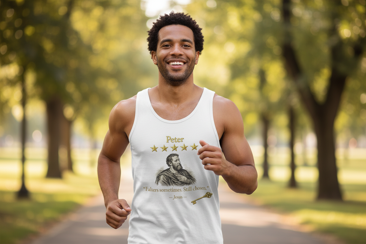 Peter Christian Tank Top – “Falters Sometimes. Still Chosen.” | Five-Star Faith Series Tank