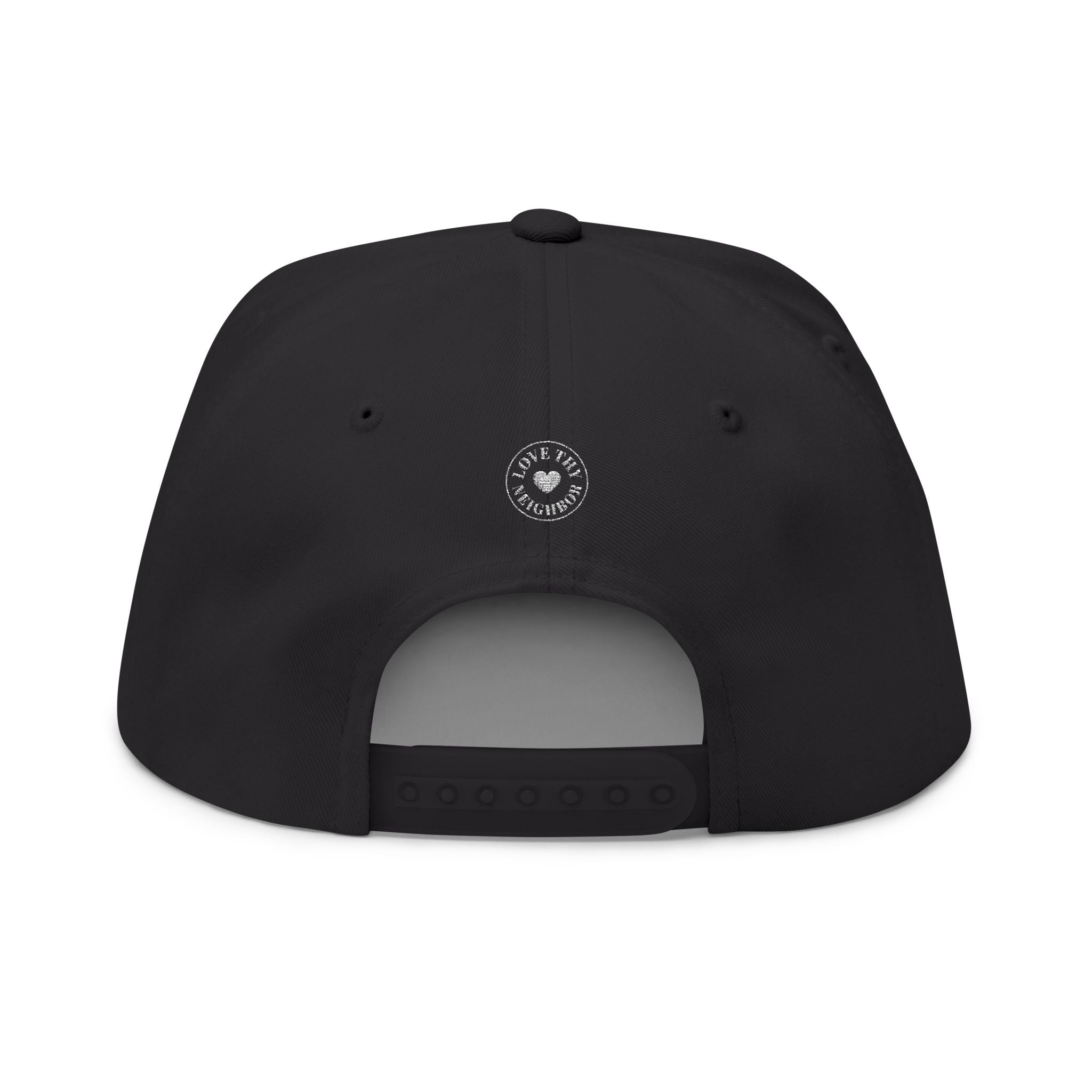 Flat Bill Cap — 'Love Thy Neighbor' Embroidered Snapback Hat