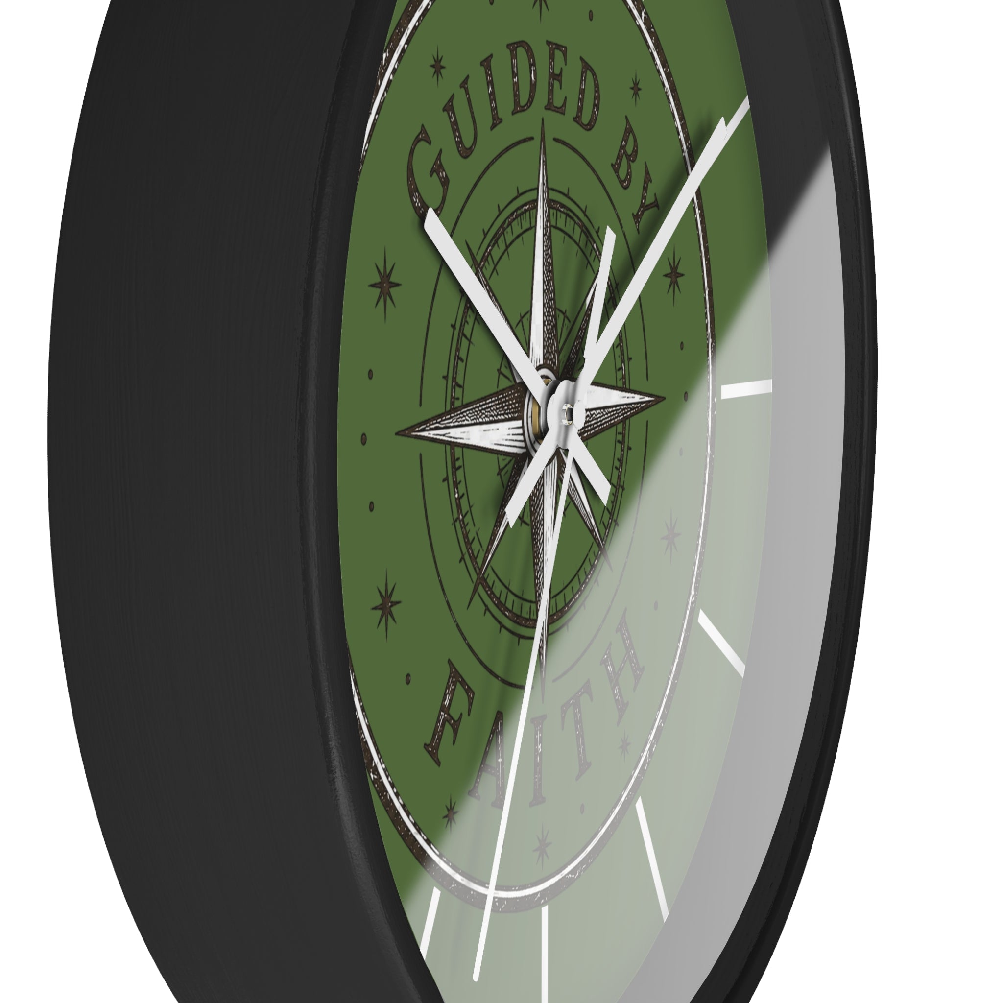 Guided by Faith Compass Wall Clock | Rustic Christian Clock | Inspirational Faith Home Decor