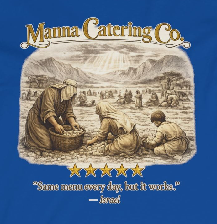 Israelites – Long Sleeve Tee | “Review of God’s Manna” Vintage Graphic – Five-Star Faith Series