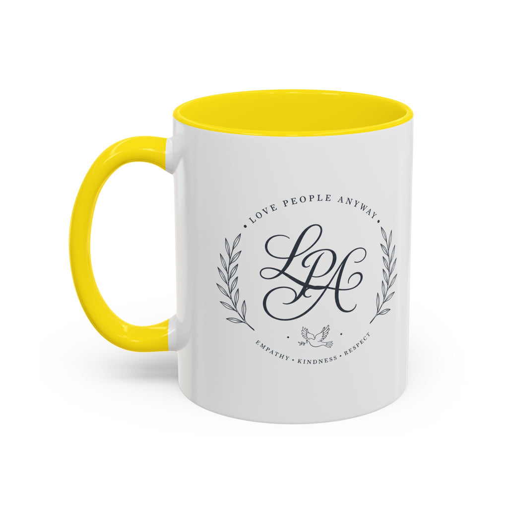 Love People Anyway Monogram Coffee Mug | Personalized Initial Crest Mug | Inspirational Gift