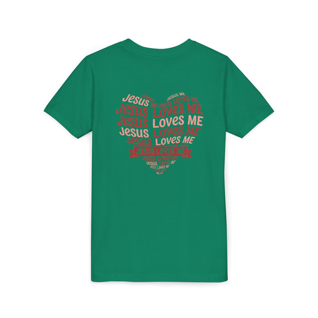 Jesus Loves Me Youth T-Shirt – Heart Word Cloud Christian Kids Tee | Faith Inspired Youth Shirt