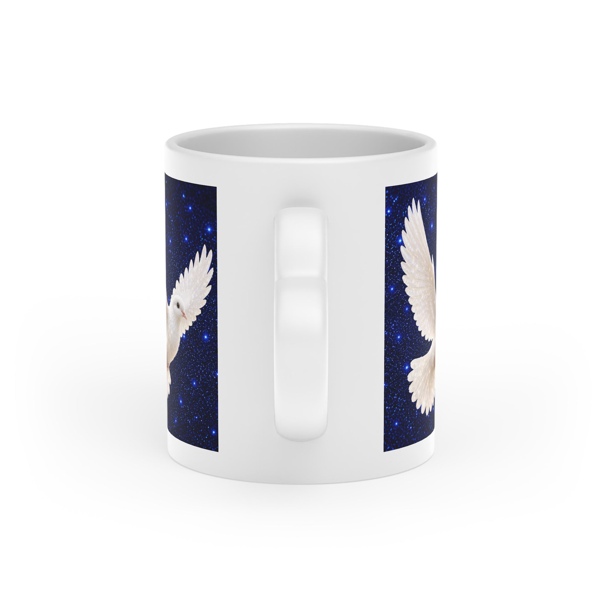 Peace Dove Heart Mug | Starry Night Ceramic Coffee Mug | White Dove Christian Gift