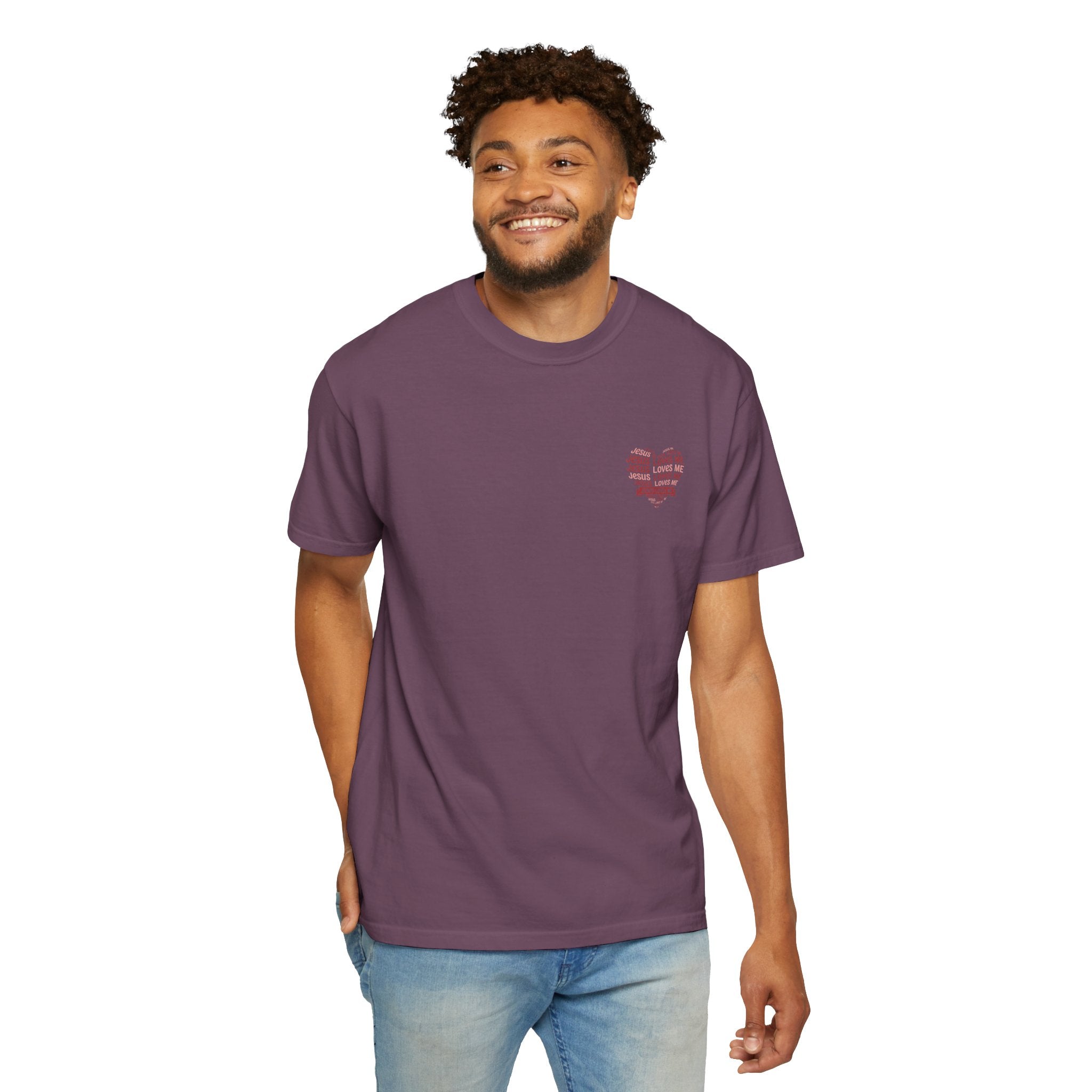 Jesus Loves Me Heart Garment-Dyed T-Shirt – Christian Faith Tee | Vintage Style Inspirational Shirt