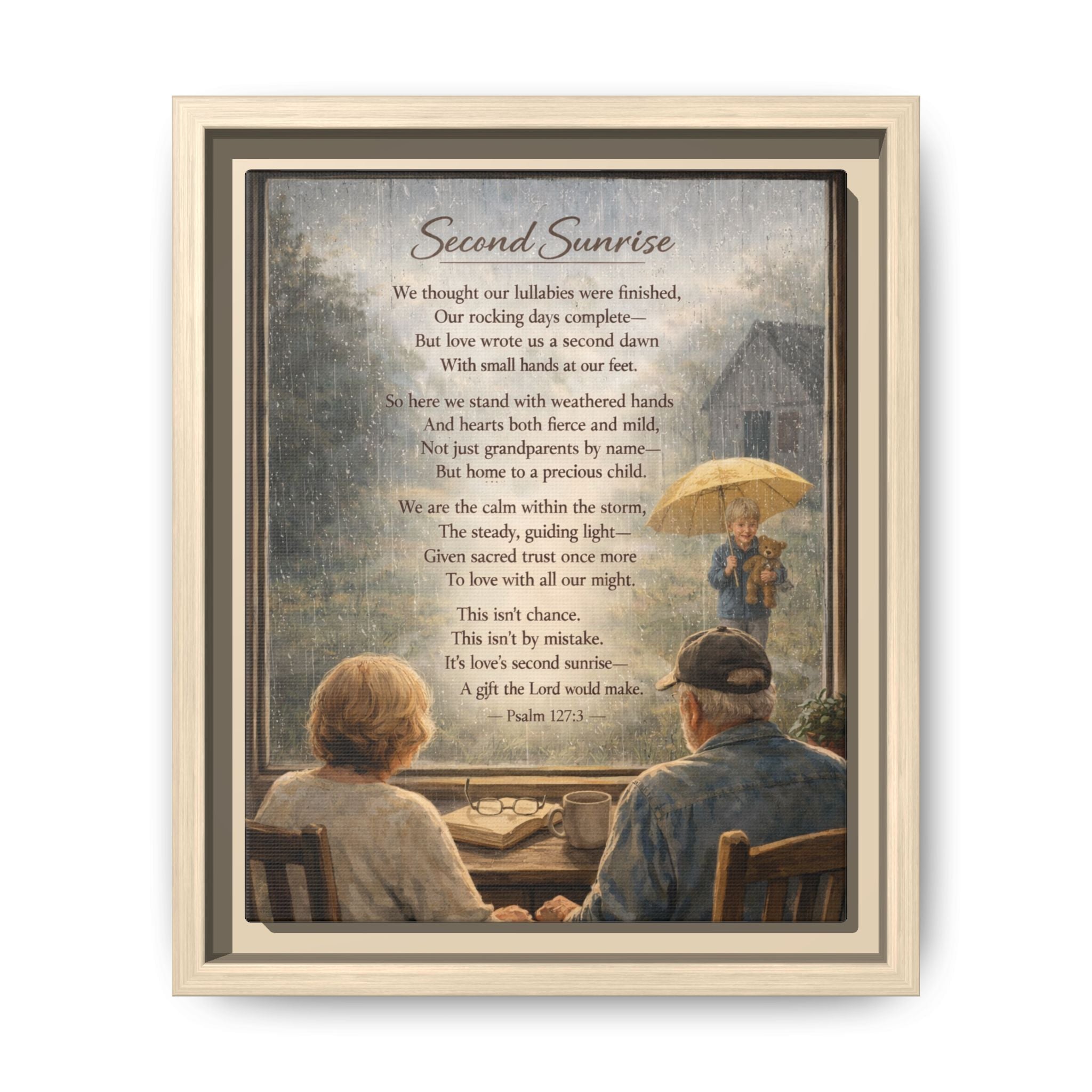 Second Sunrise Framed Canvas Wall Art | Personalized Grandparents Poem | Faith & Family Keepsake