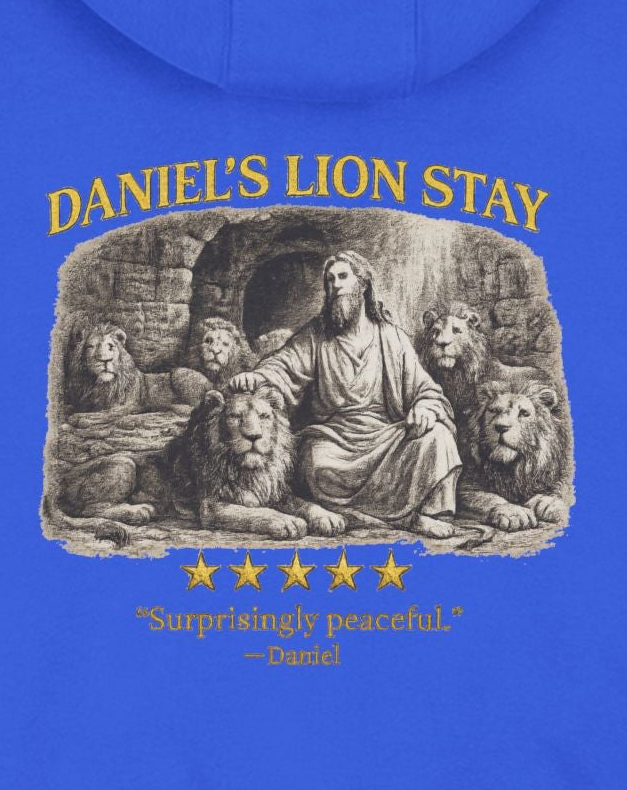 Daniel – Zip-Up Hoodie | “Lion Den Review” Graphic – Five-Star Faith Series