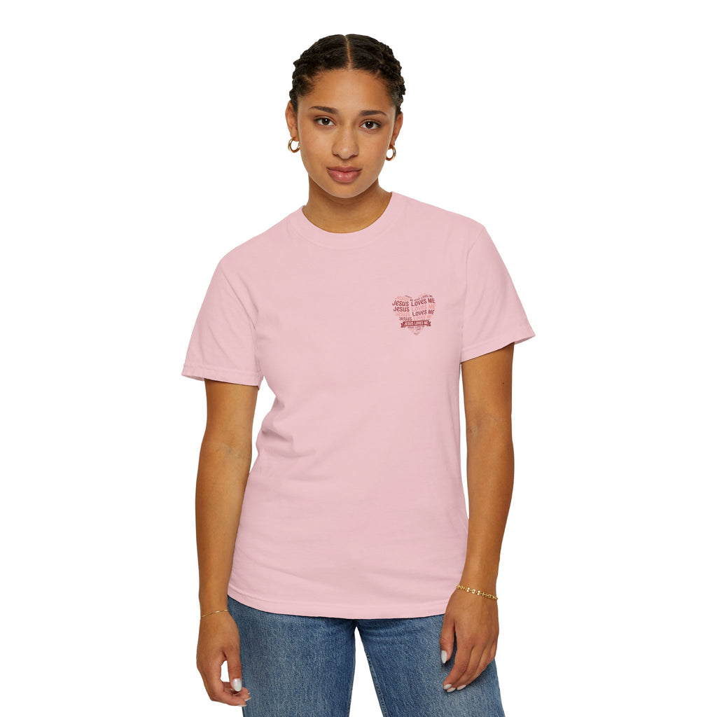 Jesus Loves Me Heart Garment-Dyed T-Shirt – Christian Faith Tee | Vintage Style Inspirational Shirt