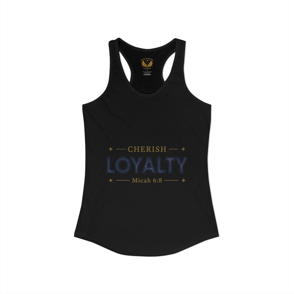 Cherish Loyalty – Women’s Racerback Tank | Inspirational Faith Graphic