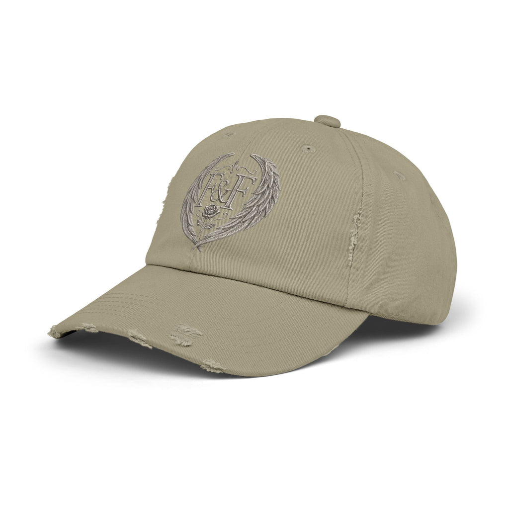 Faith & Freedom Distressed Black Cap | F&F Wing Crest Vintage Hat | Christian Streetwear Cap