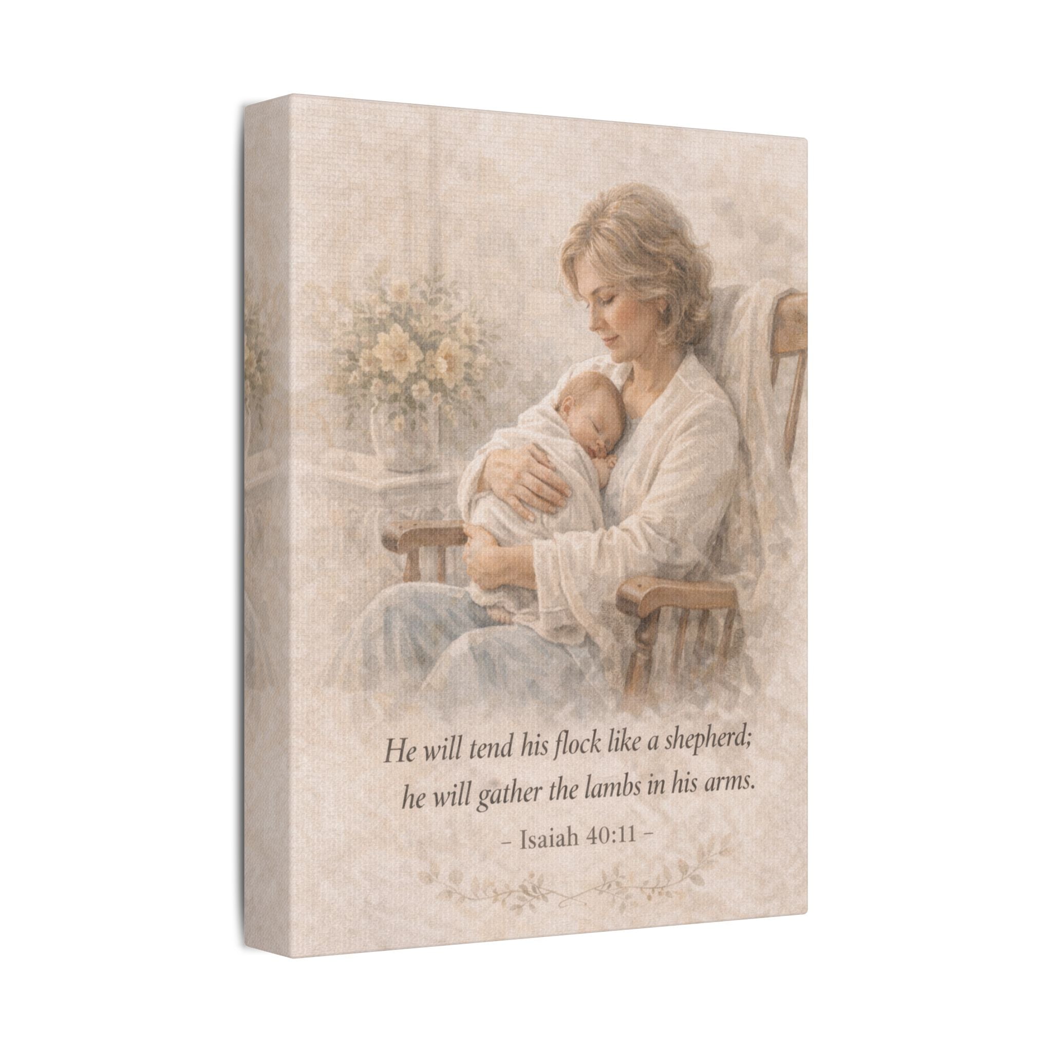 Grandmother and Granddaughter Satin Canvas Print — 3 John 1:4 Inspirational Wall Art
