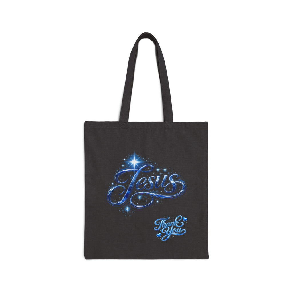 Jesus Script Canvas Tote Bag – Christian Faith Thank You Tote | Church & Bible Bag