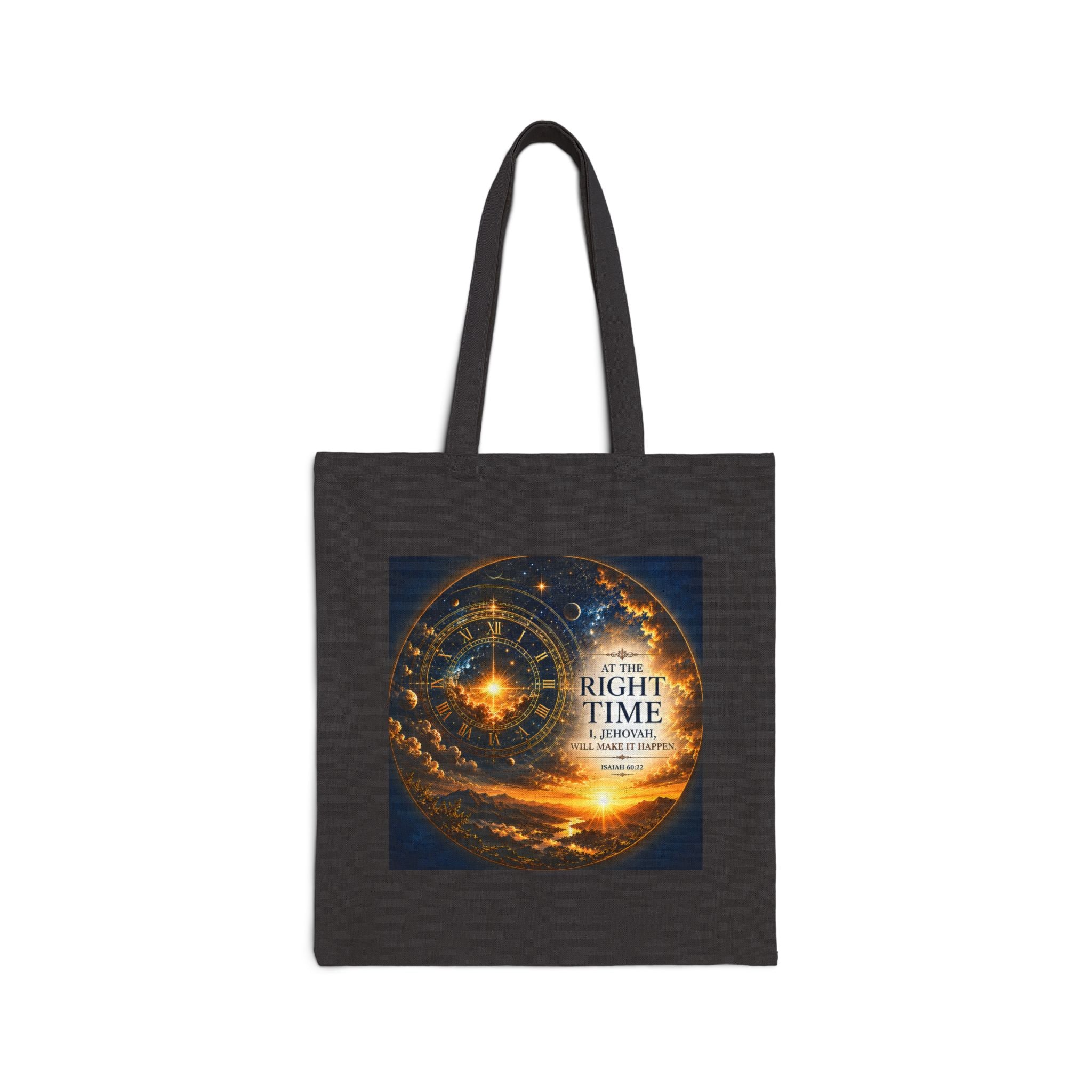 Isaiah 60:22 Tote Bag | At the Right Time Canvas Tote | Inspirational Scripture Carryall