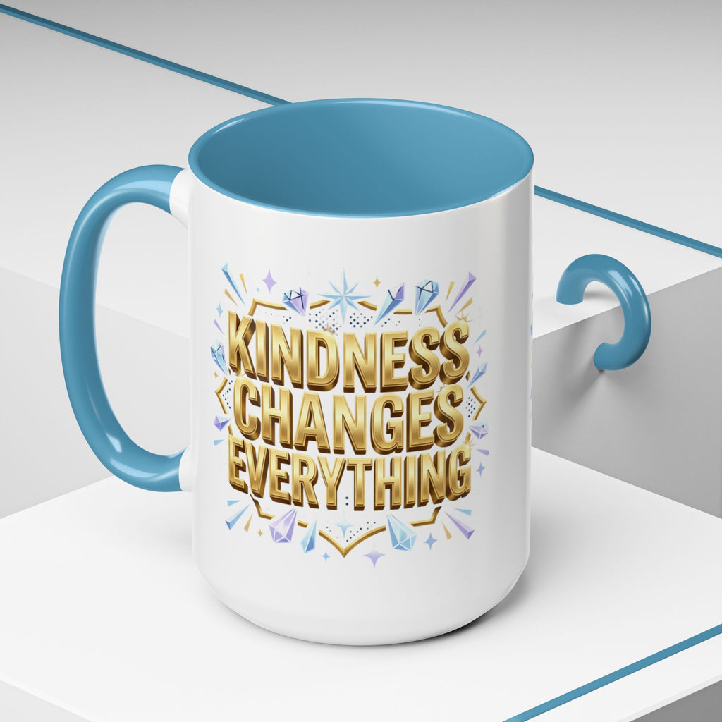 Gold-Kindness Changes Everything Coffee Mug | Inspirational Gold Script Mug | Faith Freedom Creations