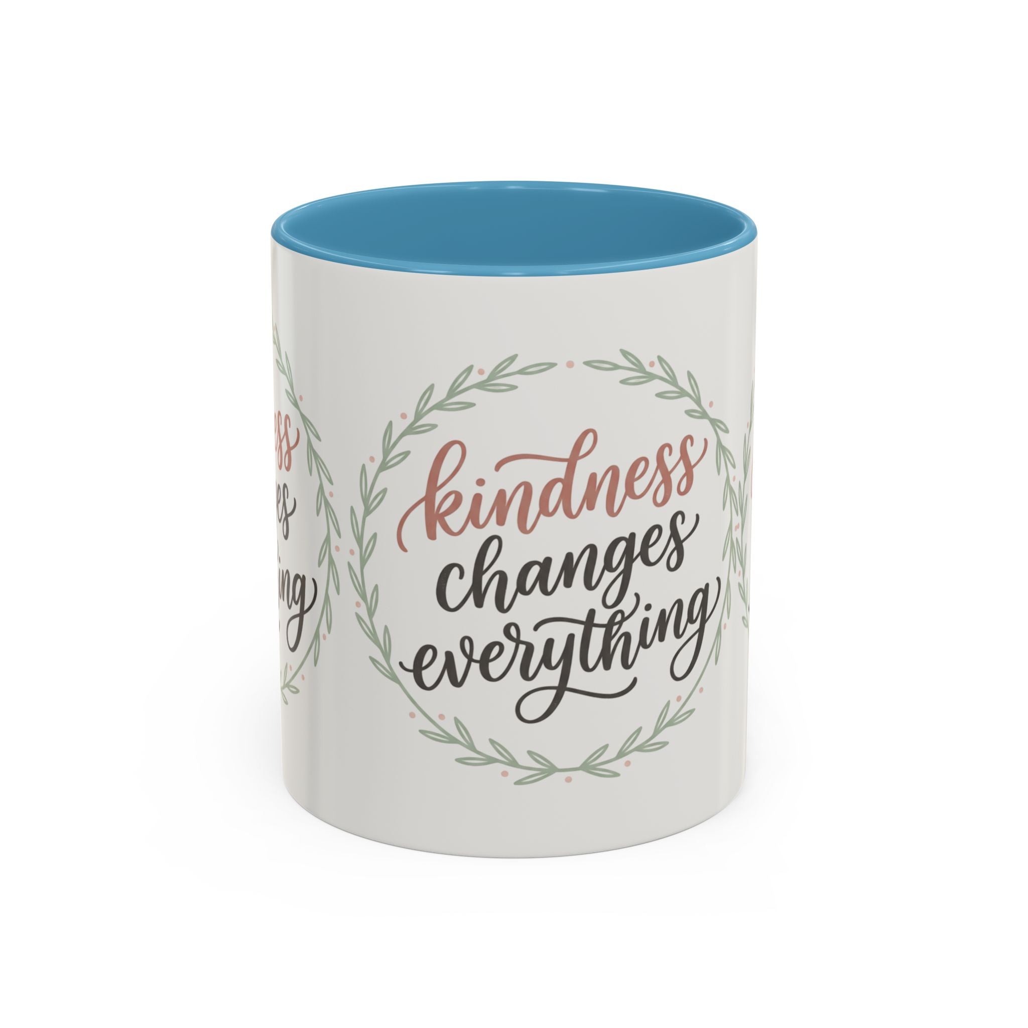 Kindness Changes Everything Accent Coffee Mug | Inspirational Ceramic Mug | Faith Freedom Creations