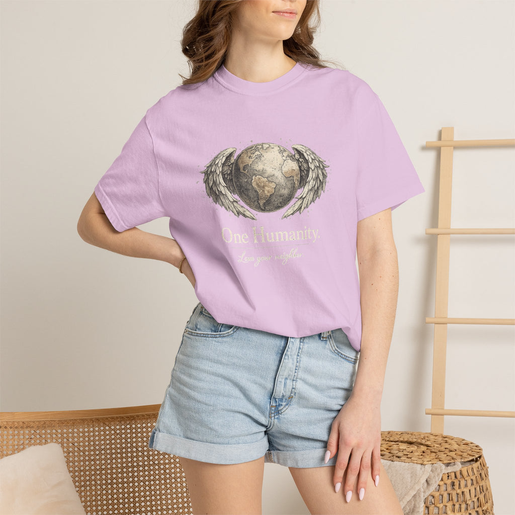 One Humanity T-Shirt – “One Humanity. Love Your Neighbor.” Earth Wings Graphic Tee