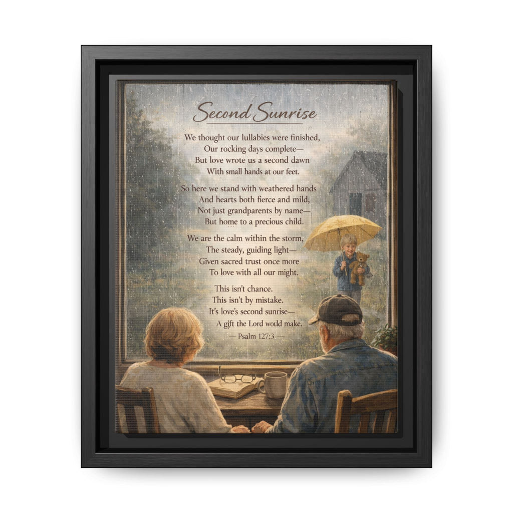 Second Sunrise Framed Canvas Wall Art | Personalized Grandparents Poem | Faith & Family Keepsake