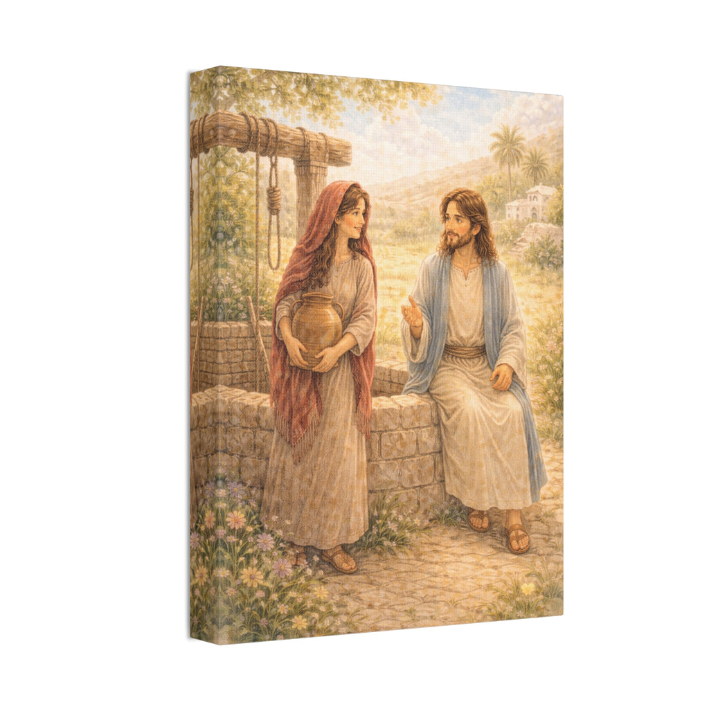 Jesus Knows Our Hearts Canvas — Living Water (John 4:14) Wall Art