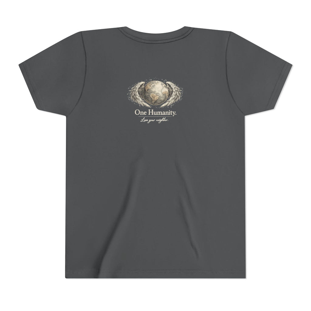 Youth “Quiet Kindness Changes Everything” Tee – Kids Inspirational T-Shirt with Earth & Friends Graphic