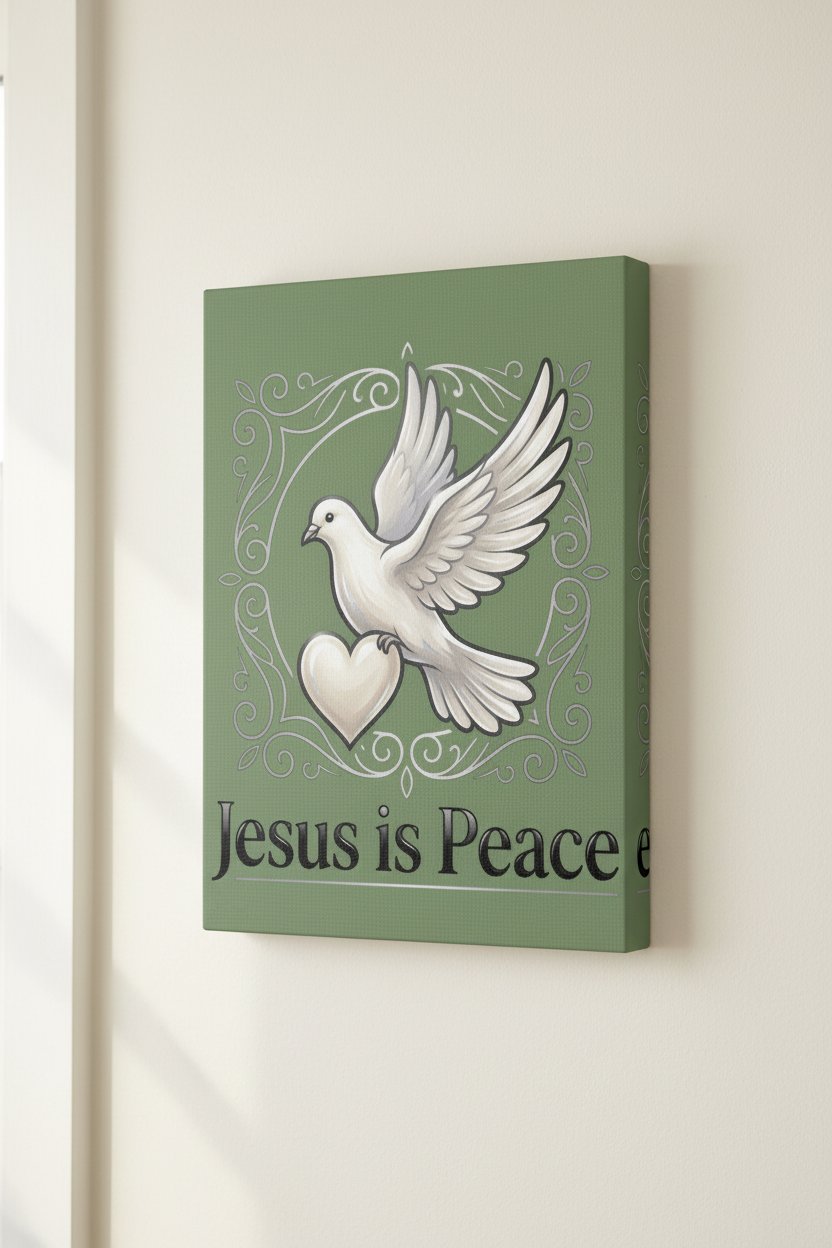 Jesus Is Peace Matte Canvas Wall Art | White Dove Christian Canvas | Inspirational Scripture Wall Decor | Faith Home Decor