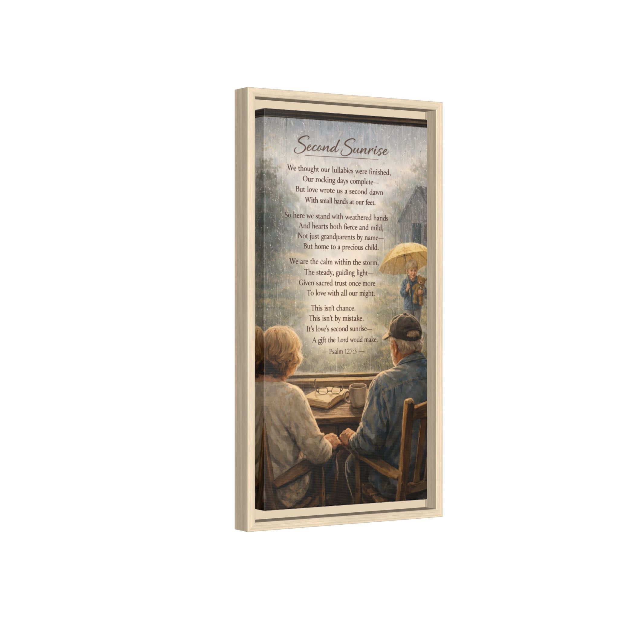 Second Sunrise Framed Canvas Wall Art | Personalized Grandparents Poem | Faith & Family Keepsake