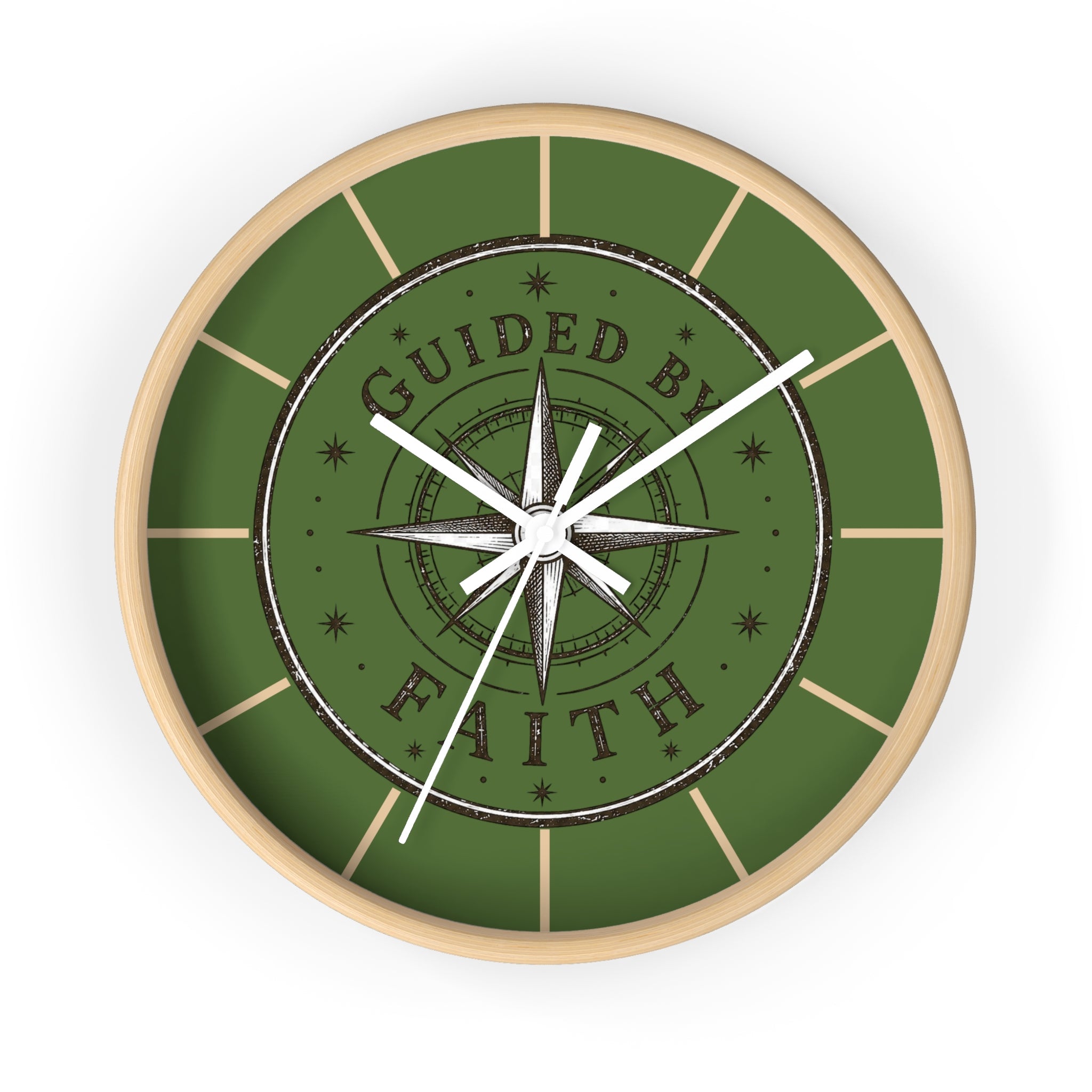 Guided by Faith Compass Wall Clock | Rustic Christian Clock | Inspirational Faith Home Decor