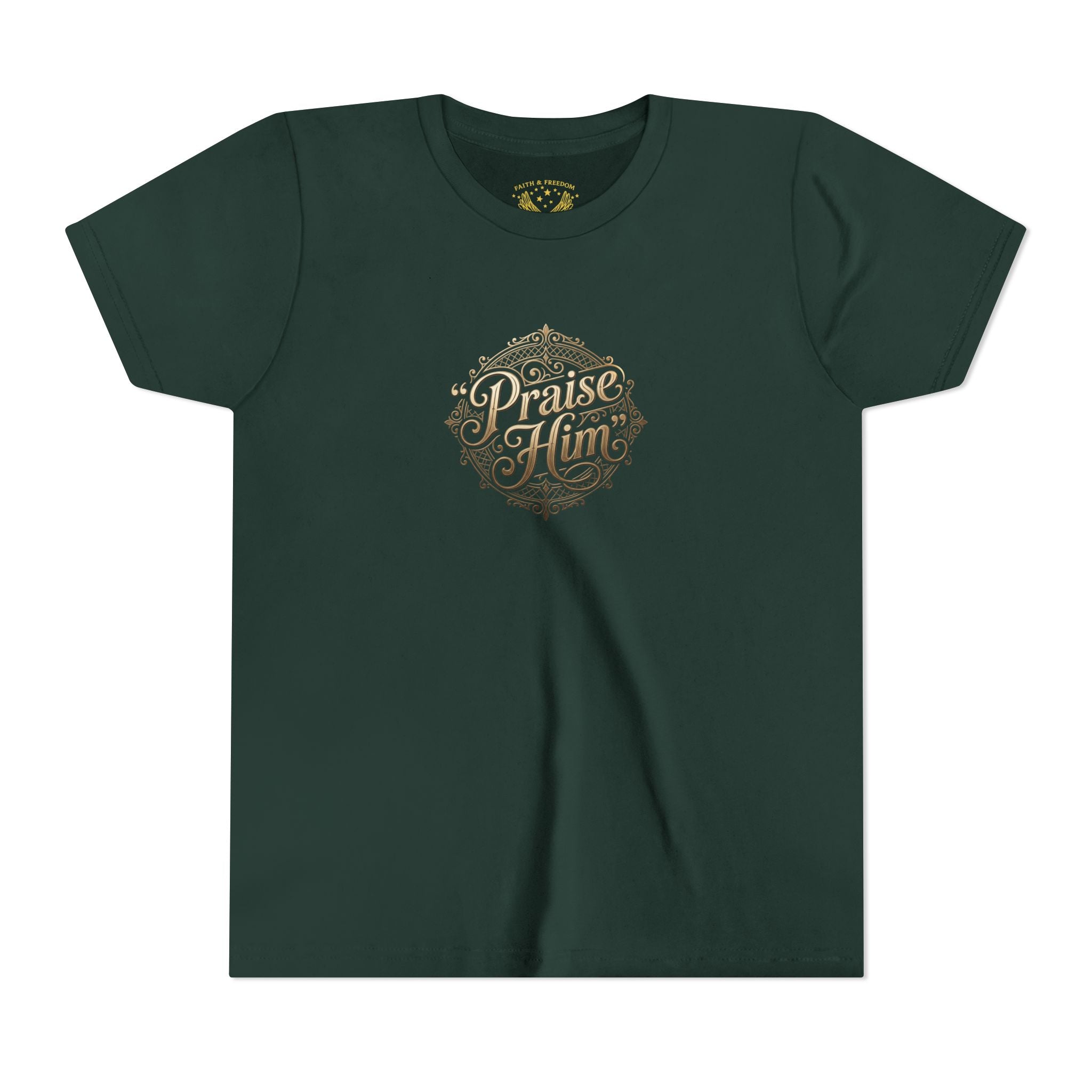 Praise Him Psalms 34:1 Youth T-Shirt | Christian Kids Faith Tee | Inspirational Youth Apparel