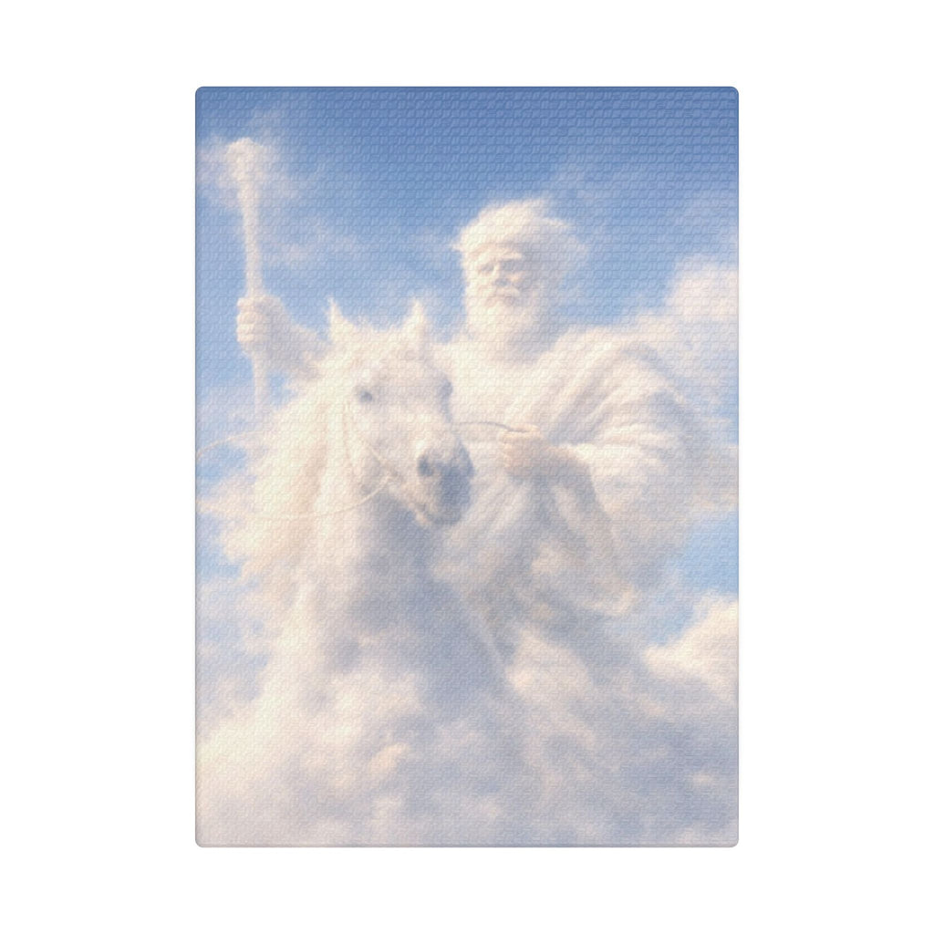 The King Rides Canvas — Cloud Horse & Rider Nursery Wall Art
