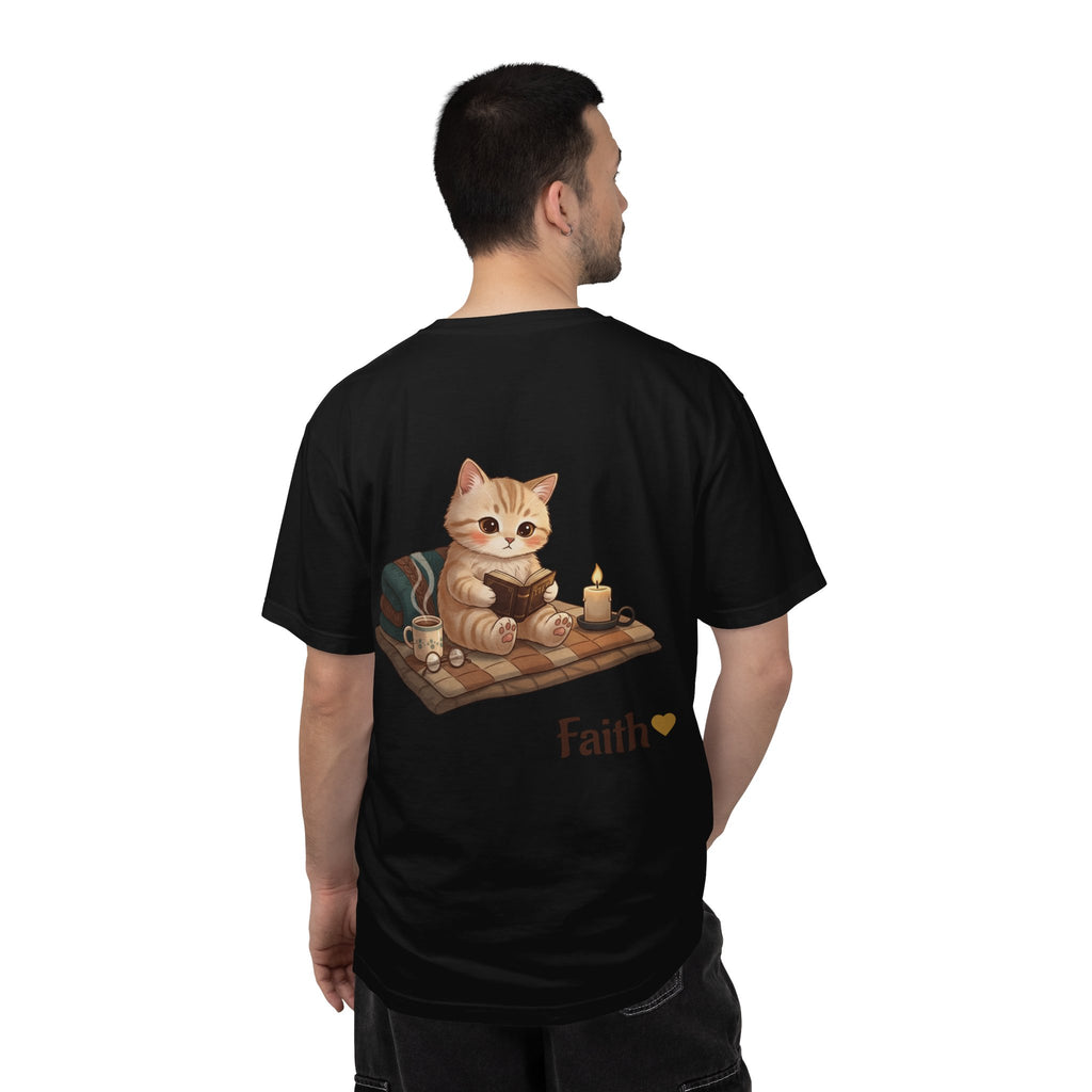 Cozy Cat Prayer T-Shirt — Faith Heart Cat Tee | Christian Cat Lover Shirt