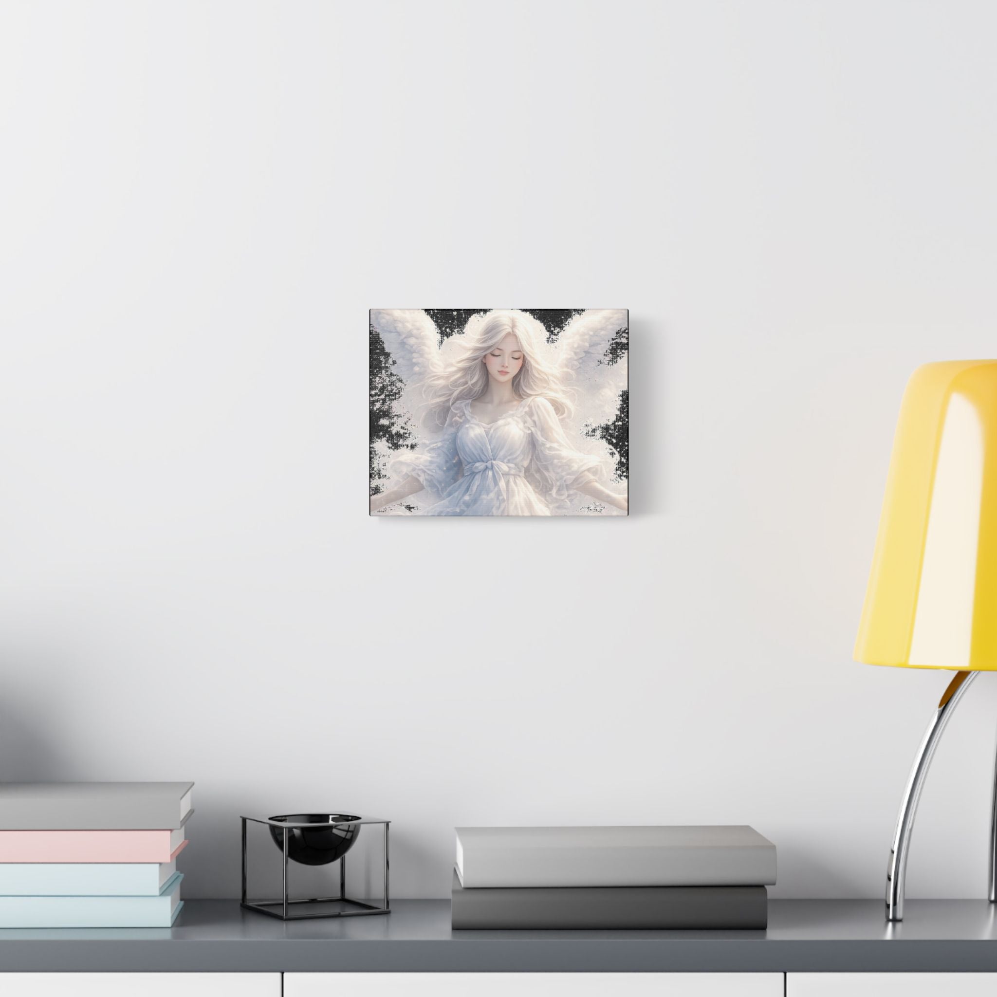 Angelic White Guardian Canvas — Serene Angel Nursery Wall Art