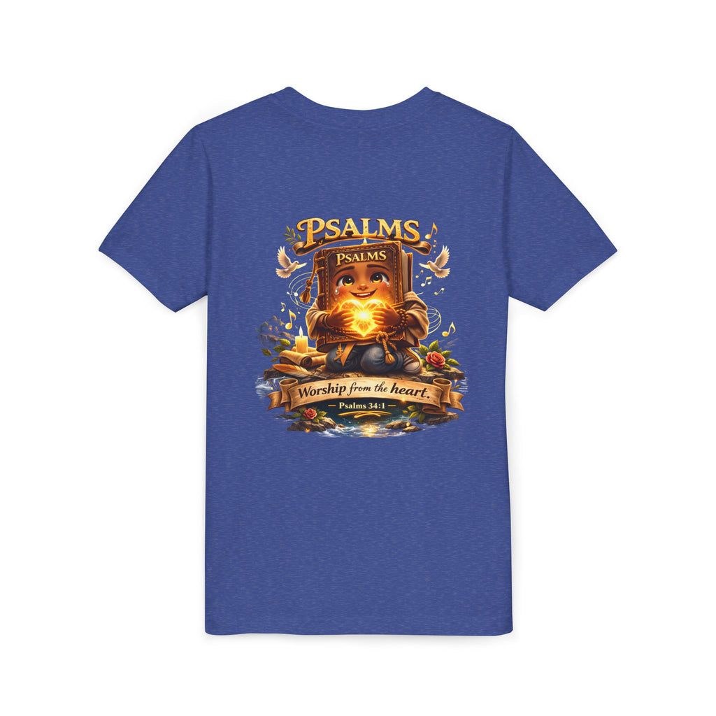 Praise Him Psalms 34:1 Youth T-Shirt | Christian Kids Faith Tee | Inspirational Youth Apparel