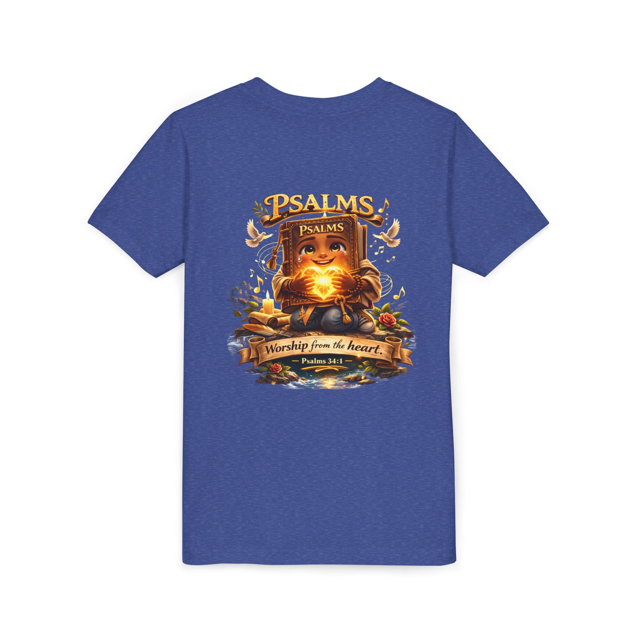 Praise Him Psalms 34:1 Youth T-Shirt | Christian Kids Faith Tee | Inspirational Youth Apparel