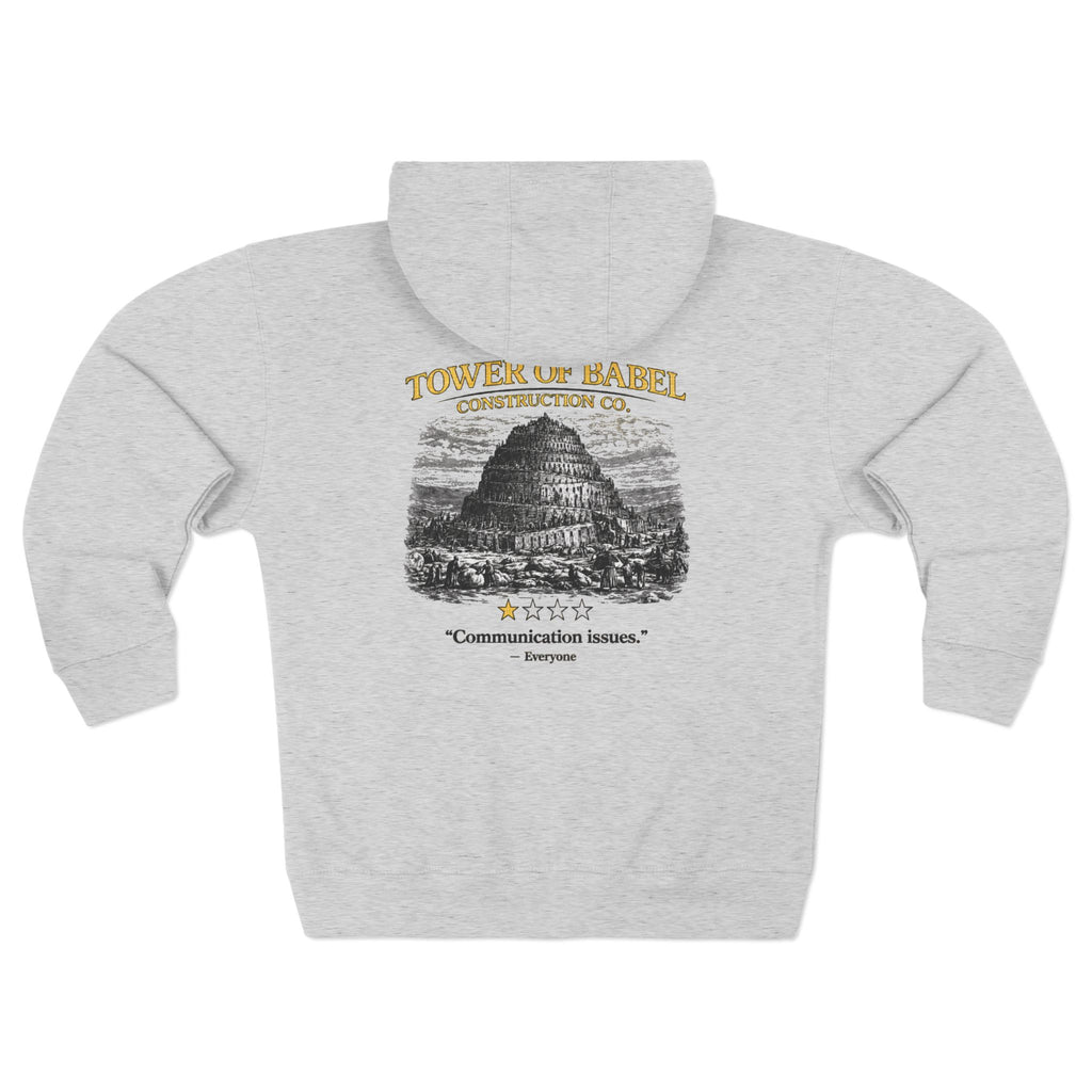 Tower of Babel – Zip Hoodie | “Communication Issues” Vintage Graphic – Five-Star Faith Series