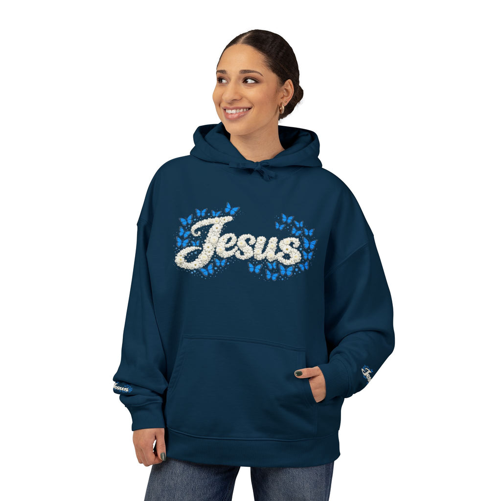 Jesus Floral Hoodie – Christian Faith Organic Pullover | Relaxed Fit Inspirational Hoodie