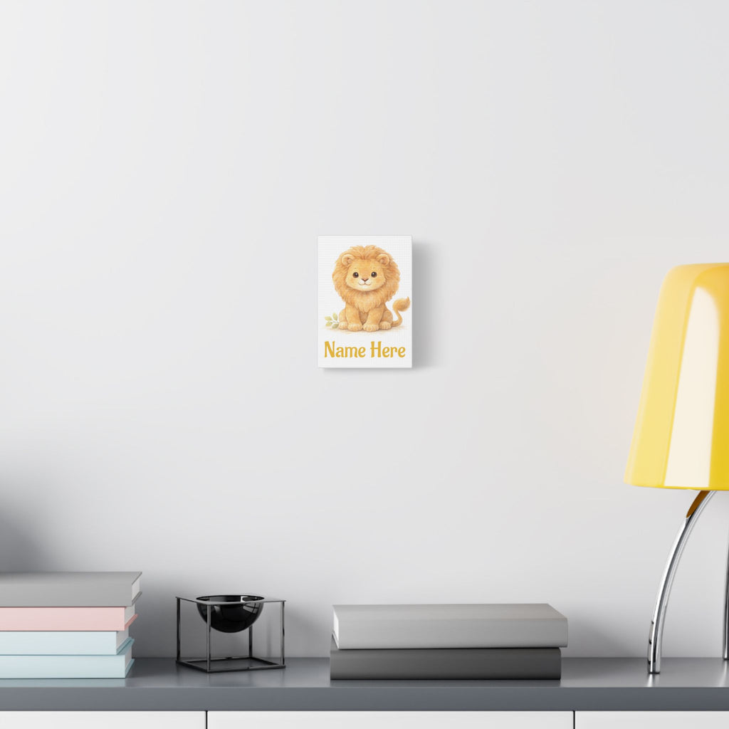 Personalized Baby Lion Canvas — Custom Name Nursery Wall Art