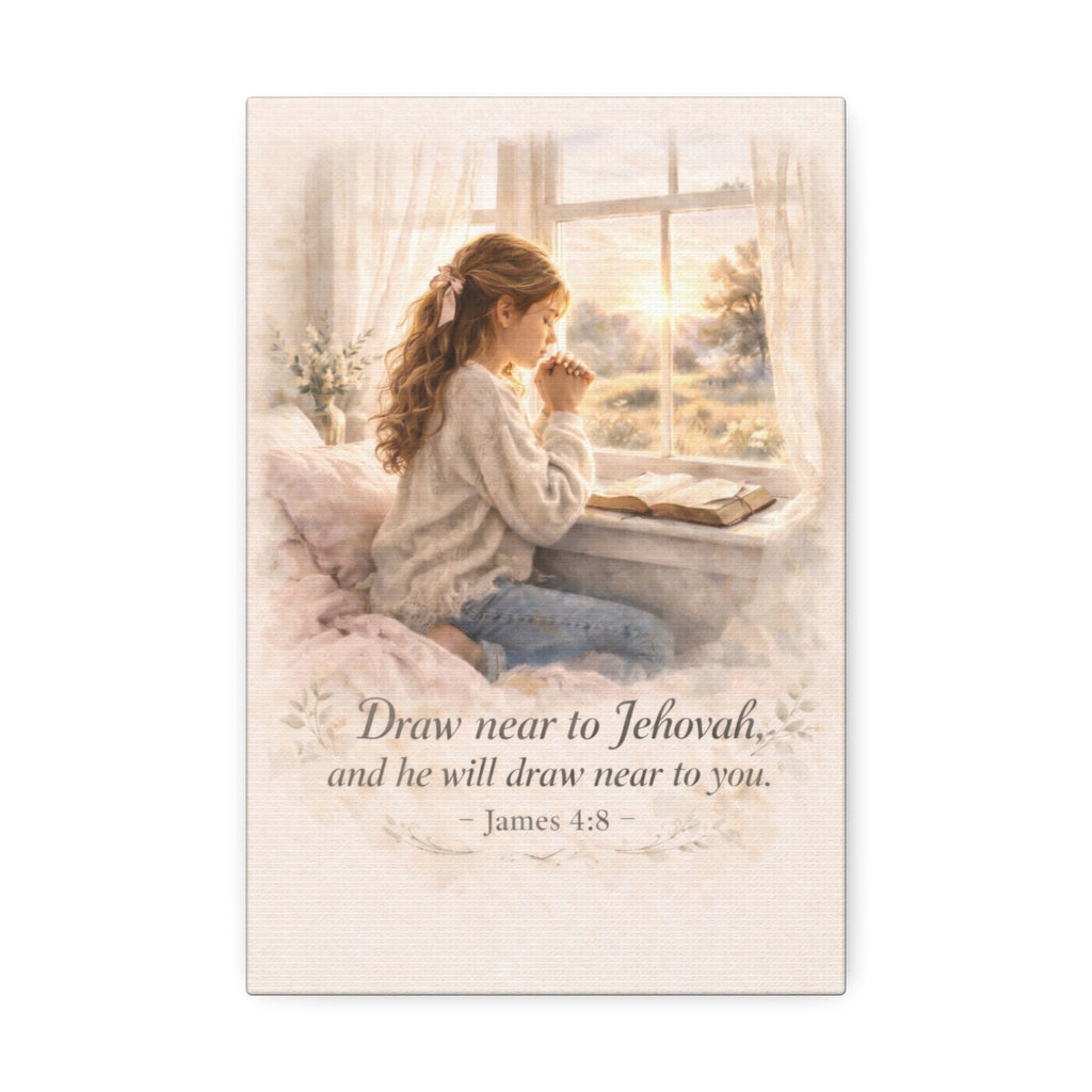 Draw Near to God Canvas Print – Christian Prayer Wall Art | James 4:8 Scripture