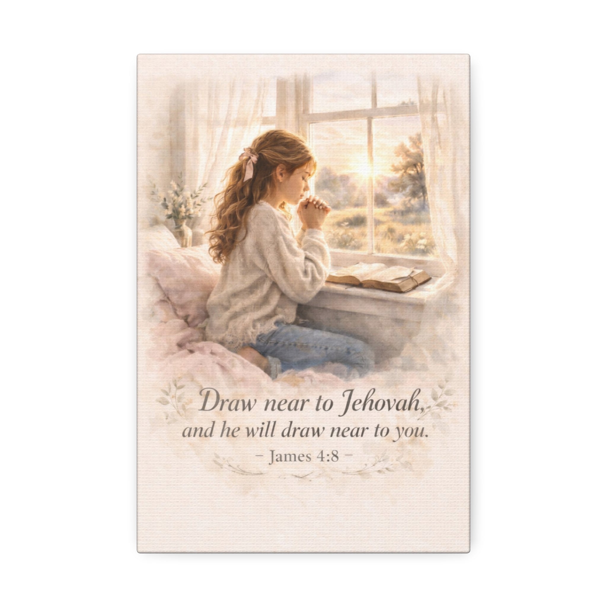 Draw Near to God Canvas Print – Christian Prayer Wall Art | James 4:8 Scripture