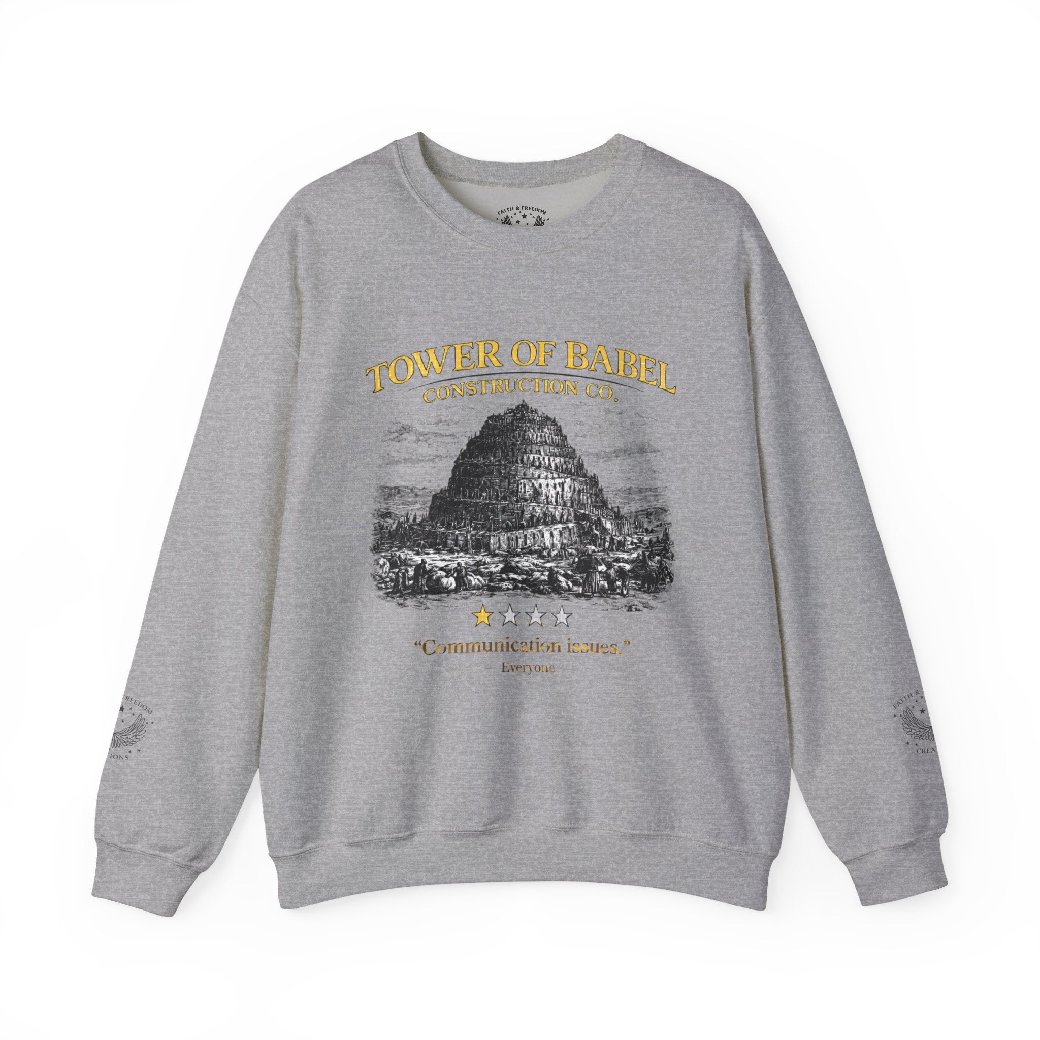 Tower of Babel Crewneck - Vintage Funny Review Graphic Sweatshirt