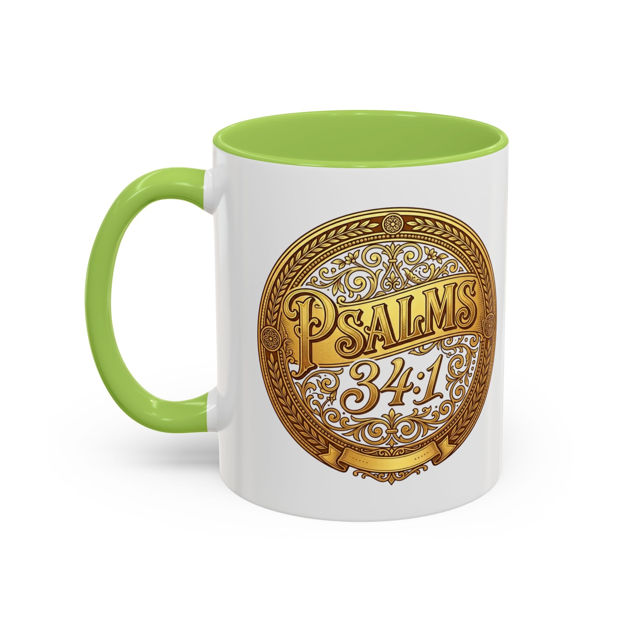 Psalm 34:1 Coffee Mug | Christian Scripture Accent Mug | Inspirational Faith Gift