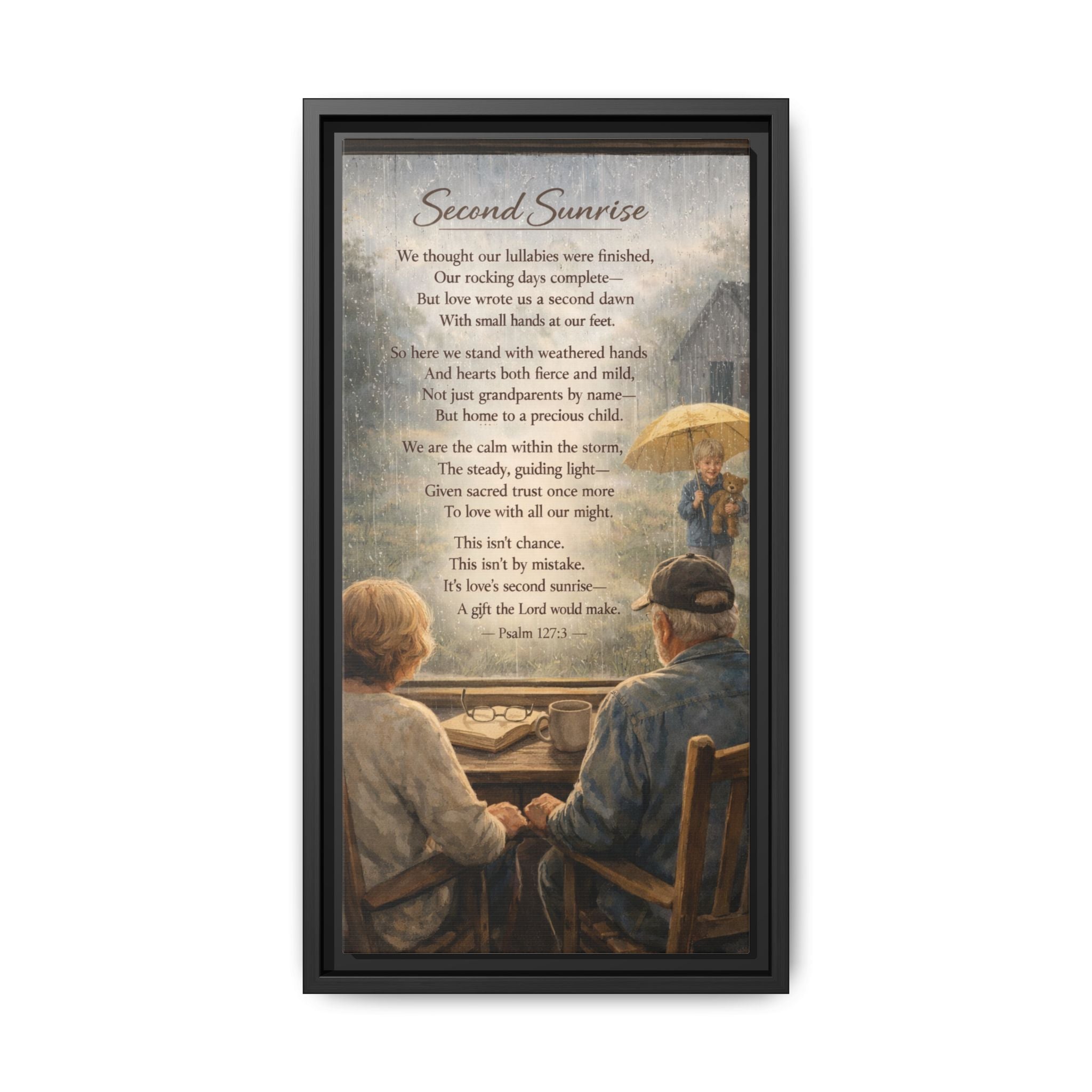 Second Sunrise Framed Canvas Wall Art | Personalized Grandparents Poem | Faith & Family Keepsake