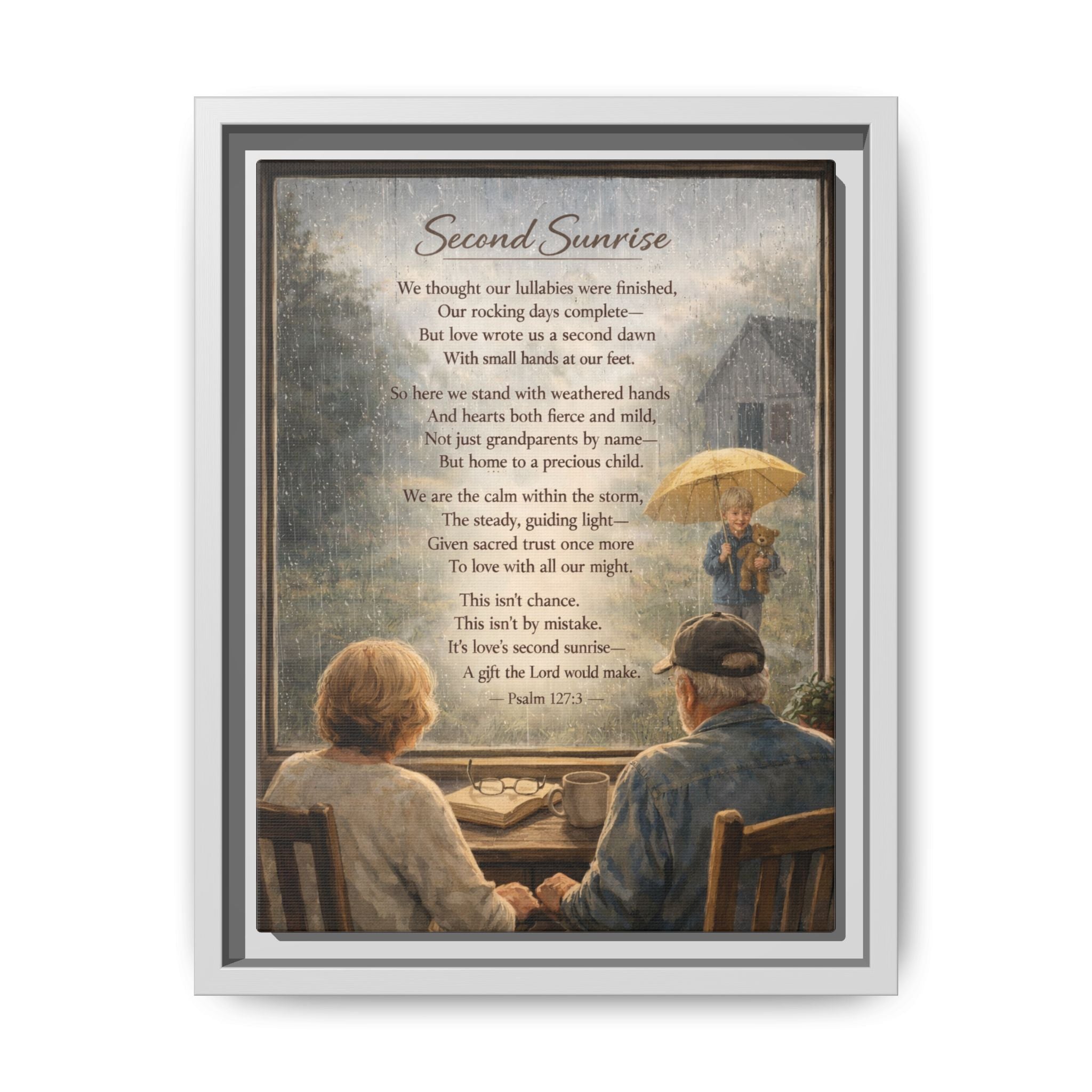 Second Sunrise Framed Canvas Wall Art | Personalized Grandparents Poem | Faith & Family Keepsake