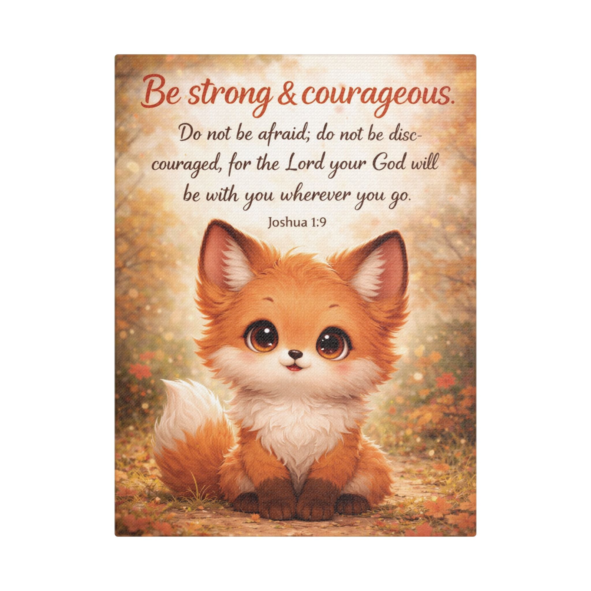 Scripture Woodland Animals – Fox – Joshua 1:9 Canvas Print
