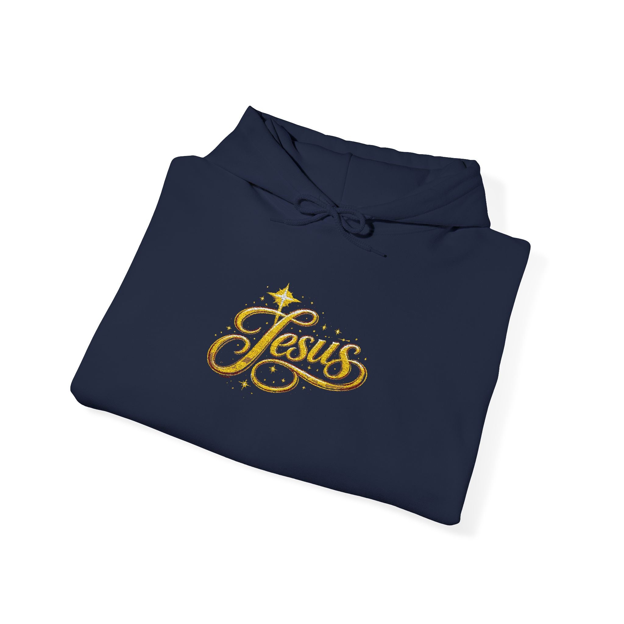Jesus Gold Script Hoodie – Sparkle Christian Faith Pullover | Inspirational Hoodie