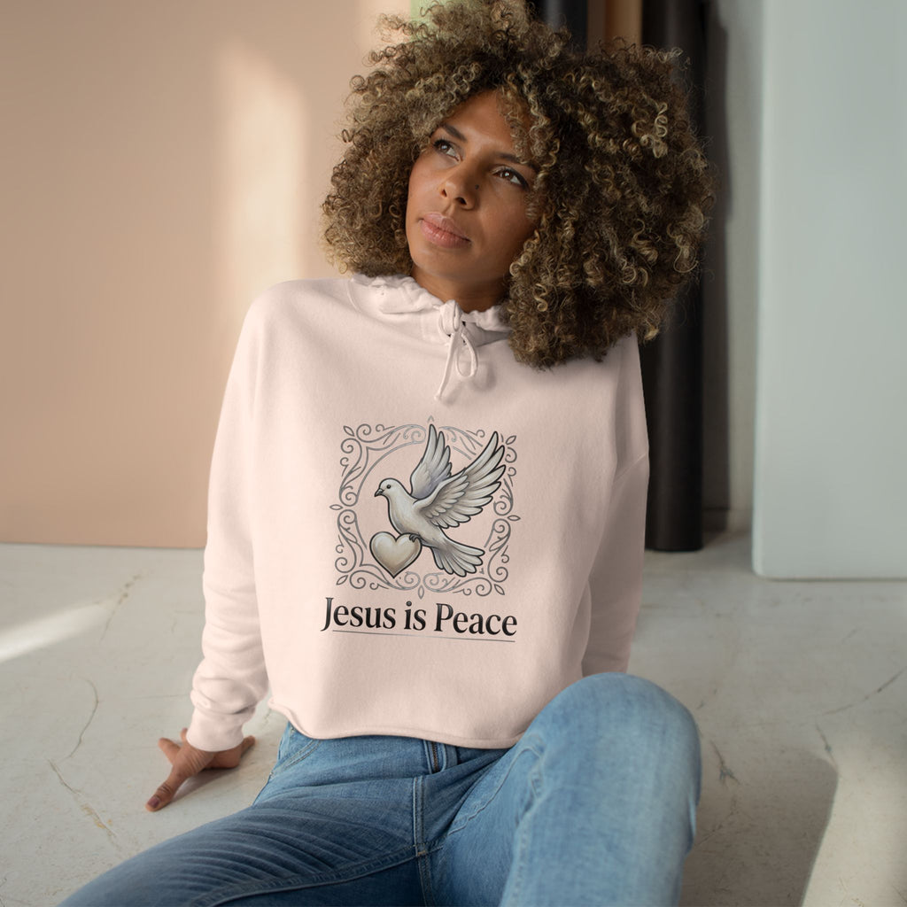 Jesus Is Peace Cropped Hoodie — Dove Faith Graphic
